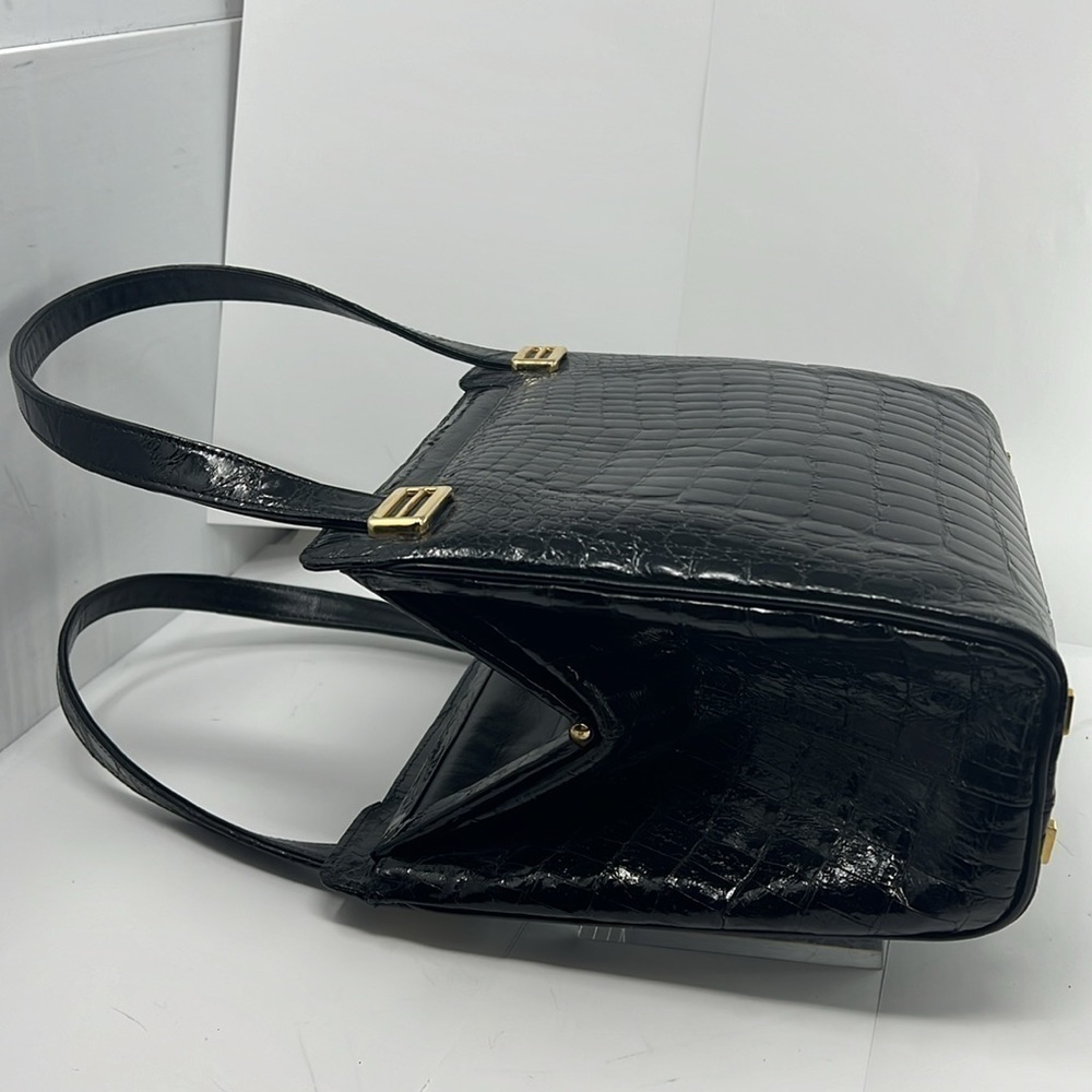 Large Structured Crocodile Shoulder Hand Bag - image 2